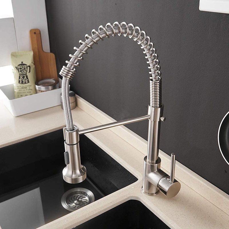 New design 304 stainless steel kitchen faucet 360 degree rotatble kitchen faucet with pull out sprayer