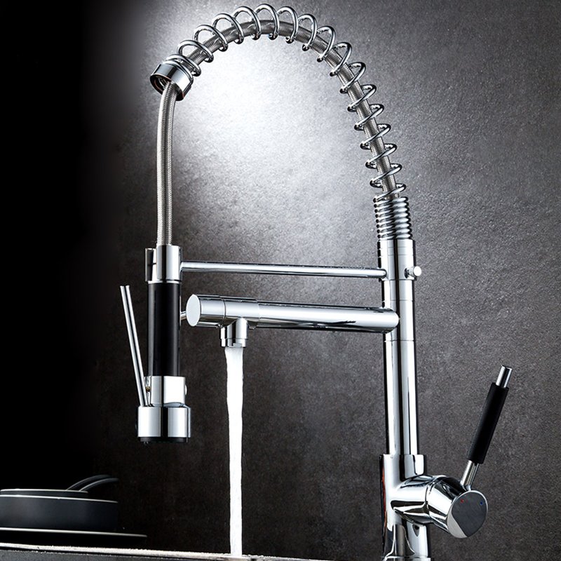 Faucets factory commercial solid brass single handle single lever pull down sprayer kitchen sink faucets