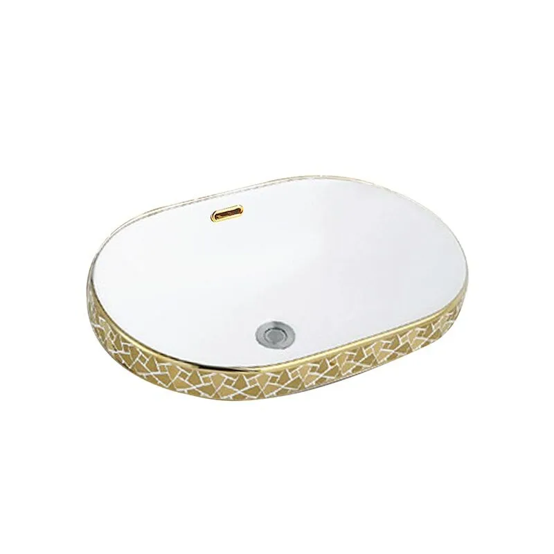 Gold Plated Countertop Washbasin Irregular Ceramic Washbasin Bathroom Luxury Gold Container Sink